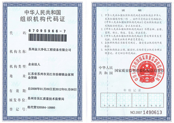 金大組織(zhi)機構代碼證